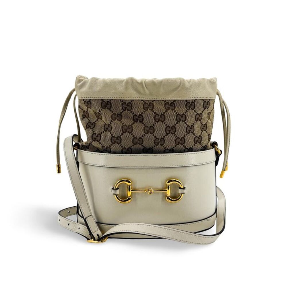 Gucci Horsebit 1955 Small Bucket Bag White